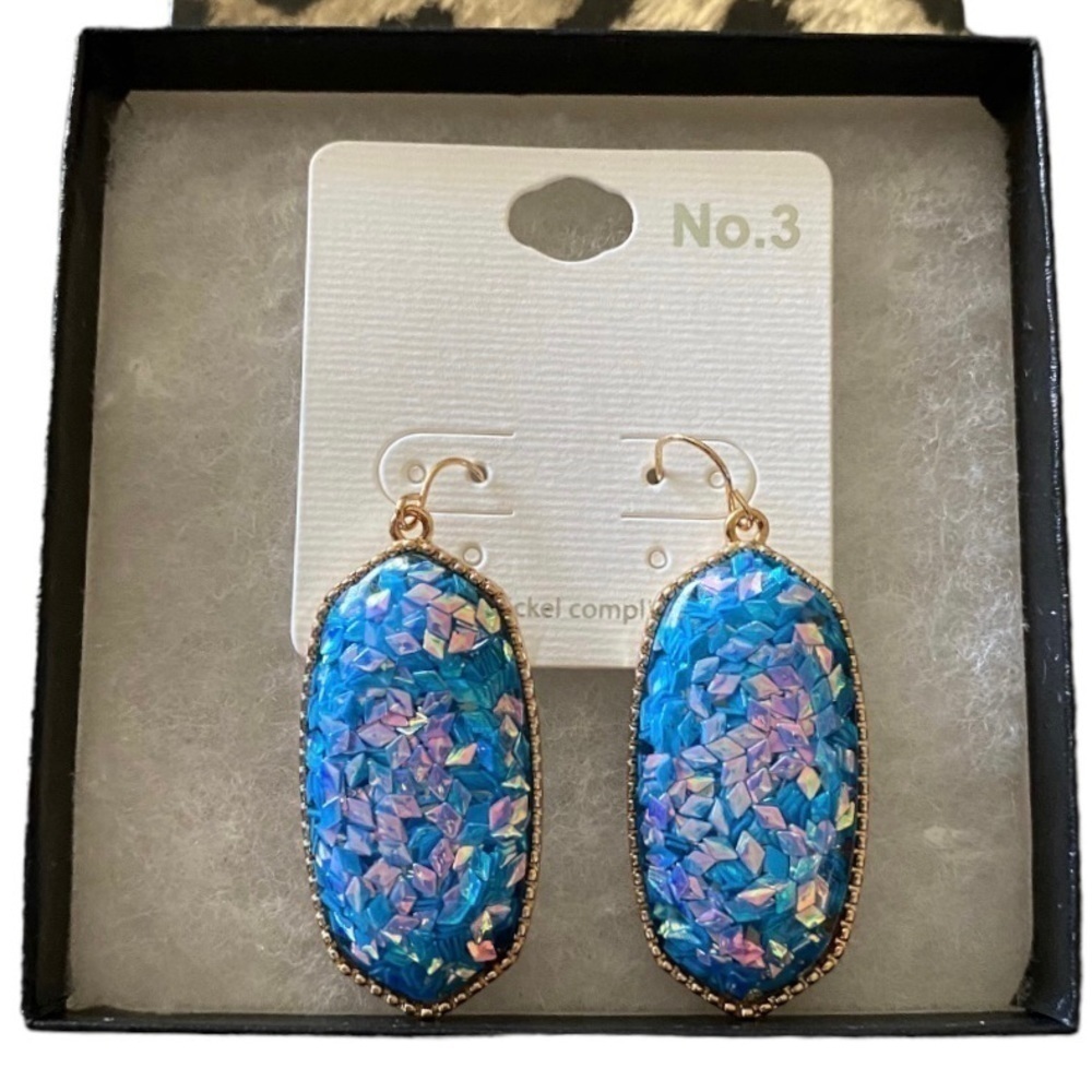 NWT-BLUE AND  GOLD EARRINGS-BOUTIQUE